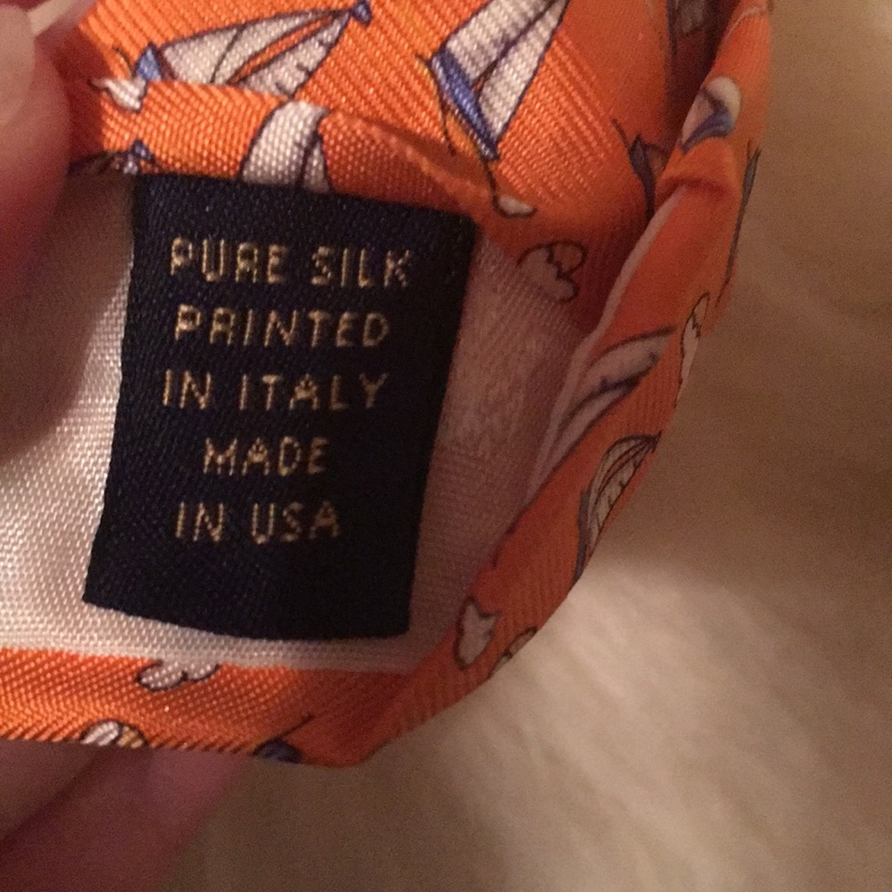 Brooks Brothers pure silk orange sailboat tie NEW - Picture 5 of 5